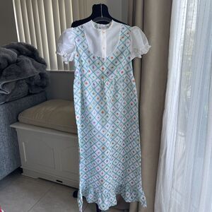 Vintage 60s 70s Dress St Michael Mushroom Apple Flower S